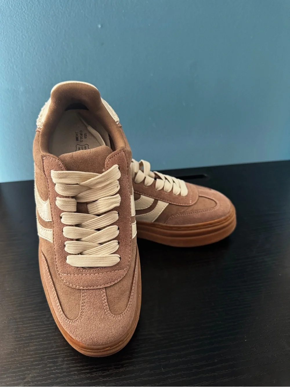 Women’s Platform Sneakers in Brown and Cream